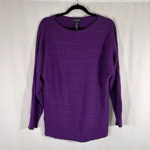 Lauren Ralph Lauren Sweater Women's Large Purple Lambs Wool Cashmere Cable Knit